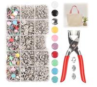 201 Pcs Snap Button Fastener Kit Snap Fastener Kit 10 Colors 9.5mm Press Studs Snap Fasteners & Poppers Fasteners with Installation Pliers, Perfect for Clothing, DIY Crafts, Sewing Projects