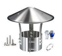 201 Stainless Steel Chimney Cap, Round Cone Top Chimney Rain Caps, Aluminum Alloy Weatherproof Stove Pipe Topper, 90/100/120/140/160/180/220/240mm Roof Vent Cover(3.9in/100mm)
