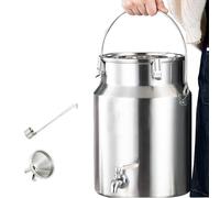 201 Stainless Steel Milk Can - Wine Pail Bucket Heavy Duty Milk Tank Tote Jug with Sealed Lid for Multiple Capacity Options, Portable Handle,10L