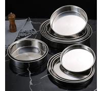 201 Stainless Steel Round Cake Pan for Oven Baking, Mirror Finished for Easy Food Release, Multiple Sizes to Fit Different Baking Needs, 16CM to 34CM (A20CM)