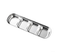 201 Stainless Steel Sauce Dish Designed for Grilling Purposes, Suitable for Multiple Sauces with One to Four Compartment Variants (sliver-D)