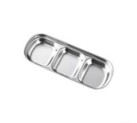 201 Stainless Steel Sauce Dish for Grilling and Dipping, Available with One to Four Compartments to Organize Sauces and Enhance Usage (sliver-C)