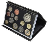 2010 United Kingdom 13 Coin Proof Set Complete with Black Leather Deluxe Case and Certificate of Authenticity