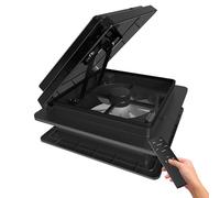 2012 14" x 14'' RV Vent Fan Ventilation 12V Reversible Super Quiet Exhuast RV Roof Vent with Rain Sensor, Remote Control for Motorhome Camper Van Trailer Bathroom Roof Fan - Black