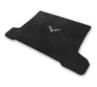2014 & 2015 Corvette C7 Stingray Ebony Coupe Cargo Floor Mat with Crossed Racing Flags Logo by Lloyd Mats