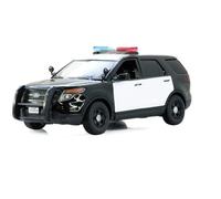 2015 Police Interceptor Utility Black and White with Flashing Light Bar and Front and Rear Lights and 2 Sounds 1/24 Diecast Model Car by Motormax 79536