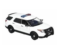 2015 Police Interceptor Utility White with Flashing Light Bar and Front and Rear Lights and 2 Sounds 1/24 Diecast Model Car by Motormax 79535