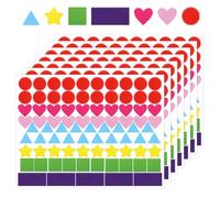2016 PCS Colored Shape Stickers, Multi-Shaped Color Coding Stickers for Classroom,Office,Etc (Round,Hearts, Stars,Triangle,Square,Rectangle)