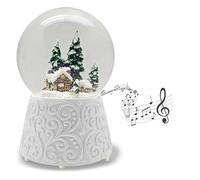 20168 Winter Hut Mountain Hut Snow Globe White Cubic Base Pure Line Diameter 100 mm Shaking Ball