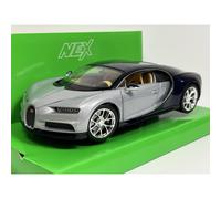 2017 Bugatti Chiron Silver and Blue 1:24 Scale Welly 24077