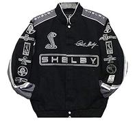 2017 Carroll Shelby Cobra Collage Mens Black Twill Jacket by JH Design (S)