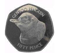 2018 FALKLAND ISLANDS Penguin Fifty Pence Rare 50p Coin "Low Mintage" (Gentoo)