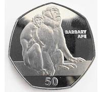 2018 Gibraltar Primates Diamond Finish UNC 50p Series: The Barbary Ape Extremely Rare : 950