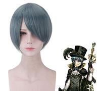 2019 Anime Black Butler Ciel Phantomhive cosplay Wig Grey Synthetic Hair Kuroshitsuji Cosplay Wigs With Ponytails One Size Kuroshitsuji wig 121