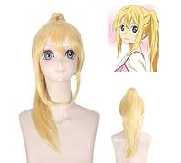 2019 Anime Your lie in April Cosplay Wig For Halloween Party Miyazono Kaori Gold Blonde Clip Ponytail Cosplay Wigs + wig cap One Size PL-633
