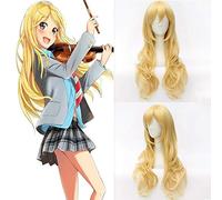 2019 Anime Your lie in April Cosplay Wig For Halloween Party Miyazono Kaori Gold Blonde Clip Ponytail Cosplay Wigs + wig cap One Size PL-632