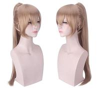 2019 Brown Blonde Long Straigt Cosplay Wig Anime Game Azur Lane Women Heat Resistant Synthetic Hair Wigs With Claw Ponytail