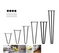 2019 New Design 16inch(41cm) Hairpin Table Legs DIY Furniture Metal Table Legs with Free Screws & Protector Feet, 3 Rod, Black, Standard Table Height - Can Support Huge Loads - 4Pcs