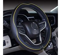 2019 New Microfiber Leather Car Extra Large 17 18 19 Inches Steering Wheel Cover for Big Trucks (17.5-18'', Black Yellow)
