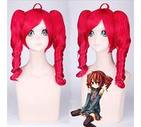 2019 Vocaloid Miku Symphony Halloween Cosplay Wig Kasane Teto Role Play Cosplay Red Wigs With Two Curly Pigtails Synthetic Hair One Size Wig Pl-020