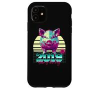 2019 Year of the Pig Vaporwave 80s Retro Chinese Zodiac Sign Case for iPhone 11