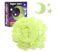 201Pcs Glow in The Dark Star for Ceiling, Wall Stickers for Kids Bedroom, Nursery Decor with 100 Small Stars, 100 Large Stars and 1 Moon, Create Calming Sleep Environment, DIY Craft Projects