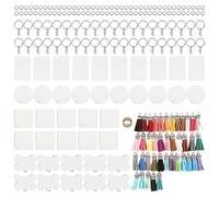 201pcs Sublimation Keychain Blanks | Double Sided Printing for DIY Crafts/Heat Transfer | Improve Hands On Skills for Keychain Blanks | 5 Shapes, Jump Rings & Tassels Included