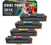 Cool Toner Compatible for HP M277dw Toner 201X 201A Color LaserJet Pro MFP M252dw M277n M277c6 M274n M252n CF400X CF401X CF402X CF403X (Black Cyan Yellow Magenta 4-Pack)