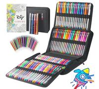 202 Pack Gel Pen For Adults Coloring Books, 104 Artist Pens Include 100 Colored Pens, 4 Metallic Sparkle Pens With 98 Refills, Fine Tip Metallic Gel Pen for Drawing Journaling Craft Art Supplies