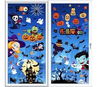 202 pcs Halloween Window Stickers- 9 Sheets Window Clings Decals for Party Decoration，Halloween Pumpkins Witch Ghost Bats Castle Window Stickers Decals for Home Classroom Window Party Decor