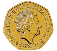 2020 24ct Gold Plated Winnie 50p BUNC Coin with Airtile Capsule Holder in a Pouch Wallet