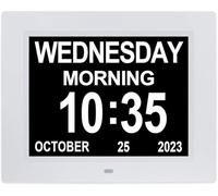 [2020 Newest] 7.5 Inch Extra Large Calendar Day Date Time Clocks with Non-Abbreviated Day Month Dementia Clock Perfect for Senior Vision impaired