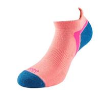 2021 1000 MILE Ladies Active Socklet Trainer Socks - Peach and Teal1466P (3-5 UK)