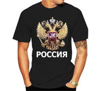 2021 2021 Summer Cool Tee Shirt Russia T-Shirt Coat of Arms Russian Language Vintage Tee 3D Cotton T-Shirt Black L