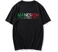 2021 Fashion Maneskin Printed O-Neck Short Shirt Funny Comfortable T-Shirts Casual Cotton Daily Tee Oversize Tops Black (3X-Large)