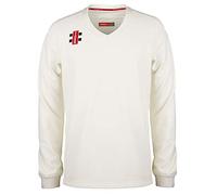 2021 GN Cricket Pro Performance Long sleeve Sweater Jumper (Small, Ivory)