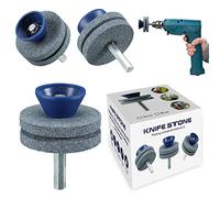 【2021 New】 Corundum Lawn Mower Blade Sharpener, Universal Wear for Any Power/Hand Drill, Double Layer Grindstones Easy to Use and Not Easy Damage-(Gray)