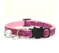 2021 Pet Cats Collar with Bell Breakaway Fashion Adjustable Kitten Cats Sequin Collar Neck Strap Cats Accessories Pet Supplies (Rose red)