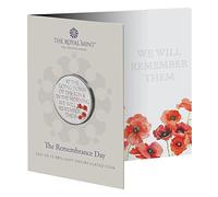 2021 Remembrance UK £5 BU Coloured Coin Poppy in Royal Mint Sealed Pack