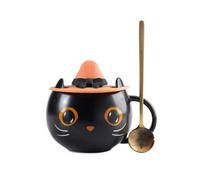 2021 Starbucks Black Cat Cup With Witch Cap Lid&Spoon Coffee Mug Halloween Gifts