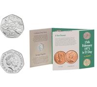 2021 The 50th Anniversary of 1971 Decimal Day 50p Uncirculated Coin in a presentation folder