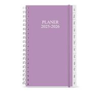 2022-2023 Diary, A6 Weekly Planner with Monthly Tabs, Elastic Closure, Flexible Cover, Twin-Wire Binding, Easy to Organize Your Daily Life, 9.5×17.1cm, Purple