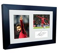 2022/23 Mo Mohamed Salah Liverpool Triple Autographed Signed 12x8 A4 Photo Photograph Picture Frame Football Soccer Poster Gift