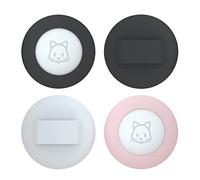 2022 AirTag Cat Collar Holder, Compatible with Apple AirTag GPS Tracker, 2Pack Waterproof Case Cover for Pet Collar Within 3/8 inch (Black & Black & Pink & White)