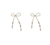 2022 Alphabet Long Fringe Earrings Bow Ear Wire Simple Elegant Slimming for Women