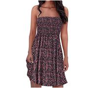 2022 Bandeau Dresses Polka Dot Women Tube Top Dress Summer Beach Shirred Stretch Smocked Strapless Dress Mini Swing Dress