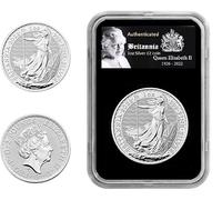 2022 Britannia Memoriam of Her Majesty Queen Elizaeth II 1oz Fine Silver .999 Coin encapsulated in Lighthouse Everslab Coin Holders