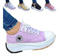 2022 Canvas Shoes Women Fashion Trainers, 2022 Spring Low Top Large Size Womens Thick Bottom Canvas Shoes, Solid Platform Low Top Lace Up Female Casual Sneakers Purple
