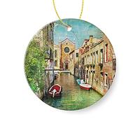 2022 Christmas Ceramic Ornaments,Beautiful Venice Italy Oil Painting,Christmas Ornaments Gifts for Good Friends,Neighbours etc(3inch)