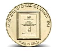 2022 GIBRALTAR Calpe House Award Queen Elizabeth II UNC last round £1 coin with Acrilyc Coin Holder